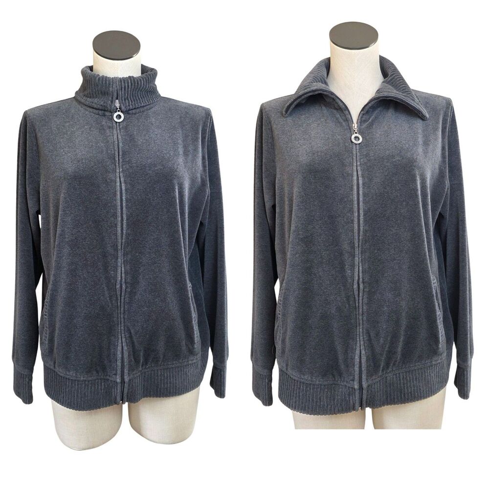 White Stag Womens Glack Velour Full Zip Track Style Jacket Plush Athleisure Sz L